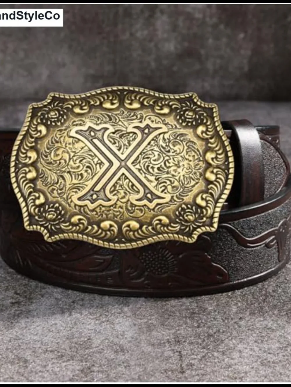 Western Belt Buckle Initial Zinc Alloy Cowboy Snap on Belts
